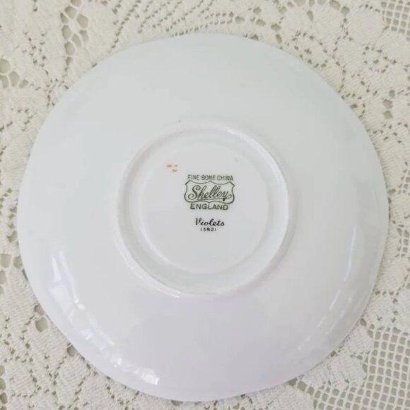 Shelley Violets England Bone China Dainty Shape Cup and Saucer 13821 - Picture 8 of 9